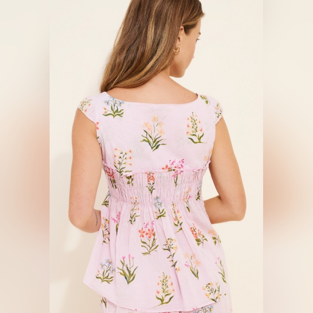 NWT Anthropologie Women’s Pink Floral Smocked Tank & Shorts Sleep Set Size L XL - Picture 7 of 13